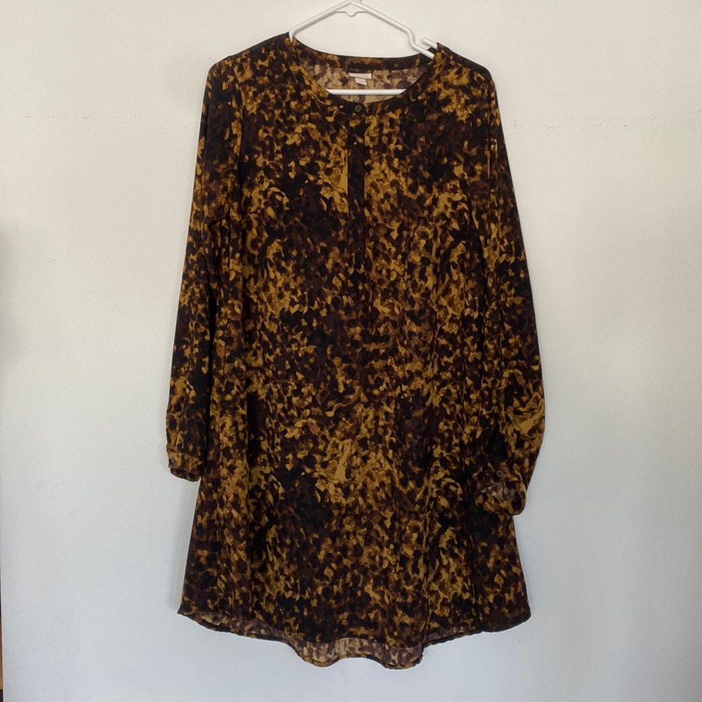 Cheetah print A-line long sleeve midi dress size M by Merona